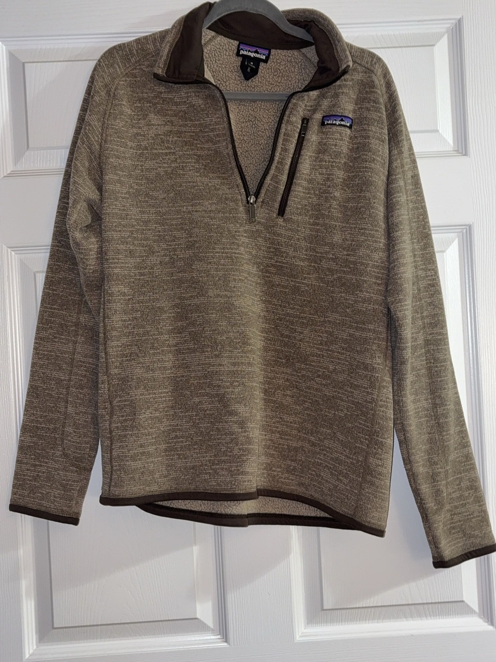Patagonia Unisex Quarter-Zip Fleece Pullover - Taupe Brown